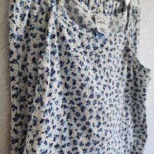 Art Class Blue and White Floral Pajama Set
